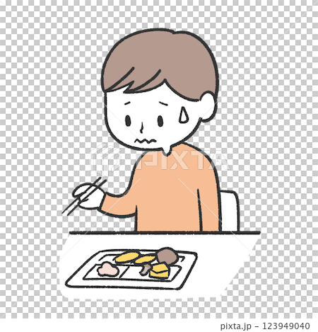 給食が苦手な男の子 123949040
