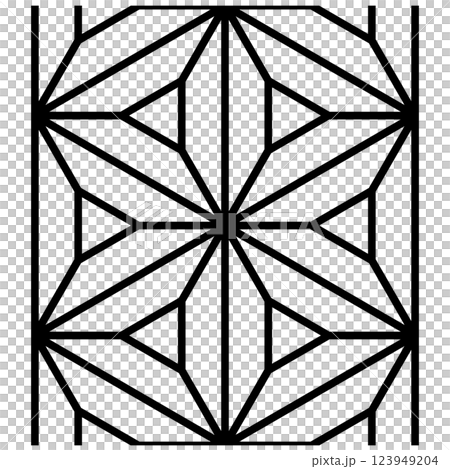 Black bellflower and hemp leaf pattern 123949204