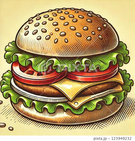 ふんわり美味しいハンバーガー 123949232