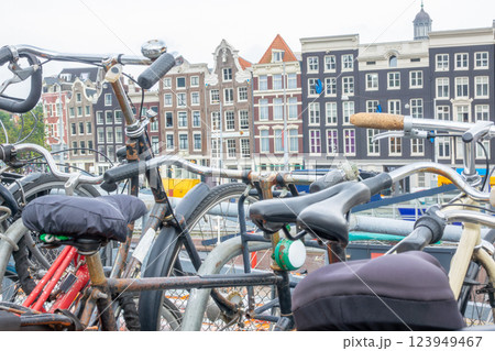 Bicycles and Typical Facades of Amsterdam Bicycles and Typical Facades of Amsterdam 123949467