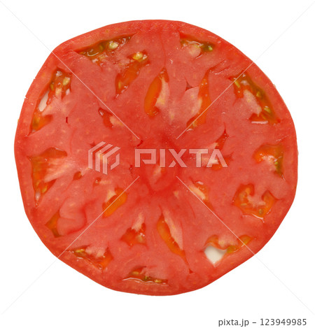 fresh slice red tomato isolate on white background 123949985