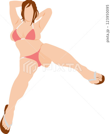 ポーズをとる水着を着た女性のイラスト 123950095