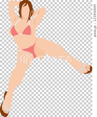 Illustration of a woman in a swimsuit posing 123950095