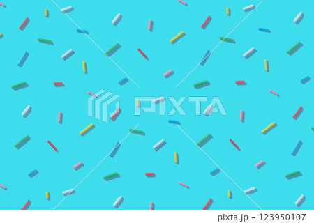trendy seamless pattern of colorful sprinkles with hard shadow on blue background, creative decoration of bright concept for banner, poster, flyer, card, postcard, cover, brochure, designers 123950107