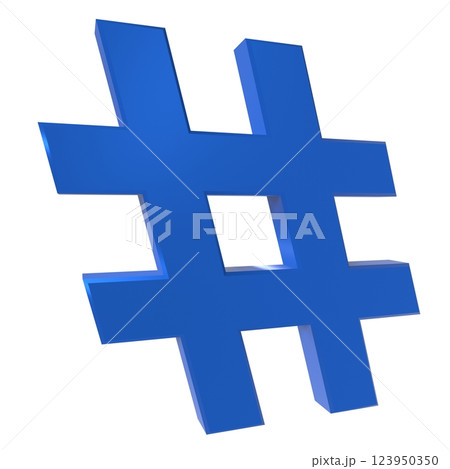 Blue hashtag symbol isolated on white background 123950350