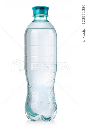 Plastic water bottle standing on white background 123951380