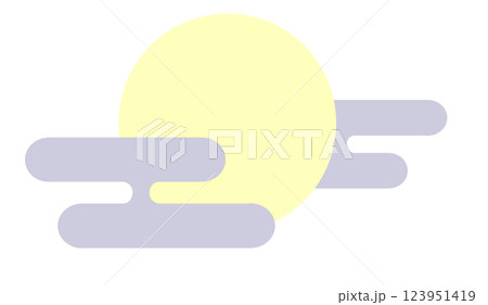 シンプルな月とむらさきの雲・主線なし 123951419