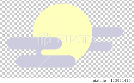 シンプルな月とむらさきの雲・主線なし 123951419