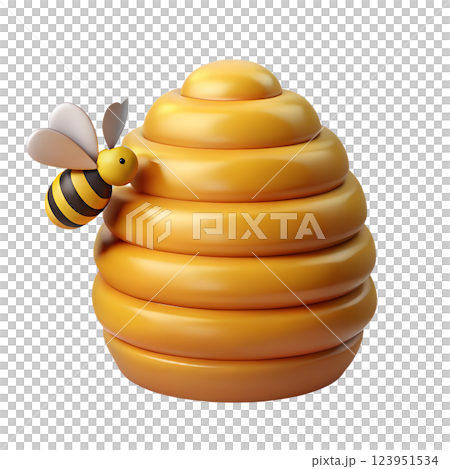Cartoon bee flying near beehive 3d illustration isolated on the transparent background Cartoon bee flying near beehive 3d illustration isolated on the transparent background 123951534