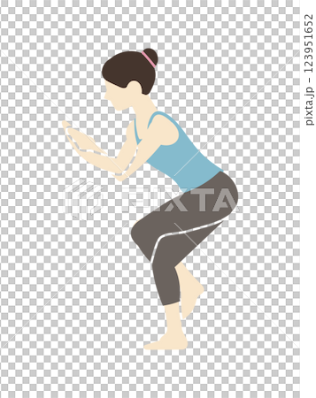 綁髮髻的女人做鷹式瑜珈姿勢 123951652