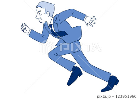 颯爽と勢いよく走るサラリーマン　ミドル　シニア　上司　社長 123951960