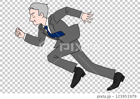 A dashing businessman running energetically, middle-aged, senior, salesman, boss, president, colorful 123951979