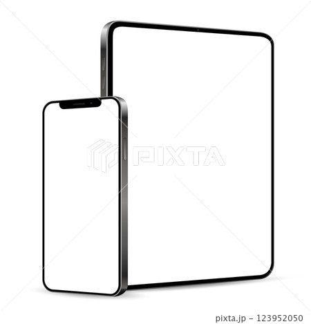 Tablet and smartphone mockup with blank display isolated on white background Tablet and smartphone mockup with blank display isolated on white background 123952050