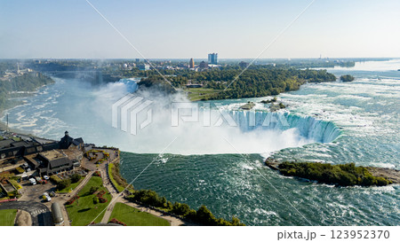 Aerial View of Niagara Falls Majestic Waterfalls from Above Aerial View of Niagara Falls Majestic Waterfalls from Above 123952370