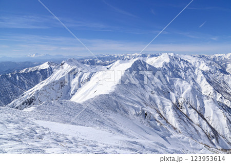豪雪の谷川連峰・冬景色の絶景 123953614