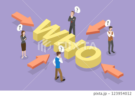 3D Isometric Flat Vector Illustration of Who Question, Business Idea Concept 123954012