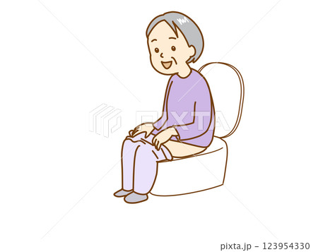 トイレを使用する高齢者 123954330