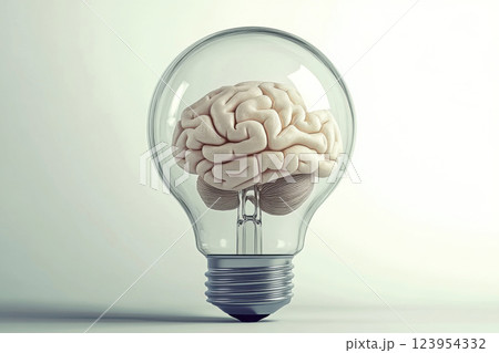 lightbulb concept featuring a brain inside 123954332