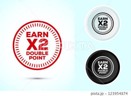 Earn x2 double point icon design illustration. Earn x2 sign symbol for promotion, Color black and white 123954874