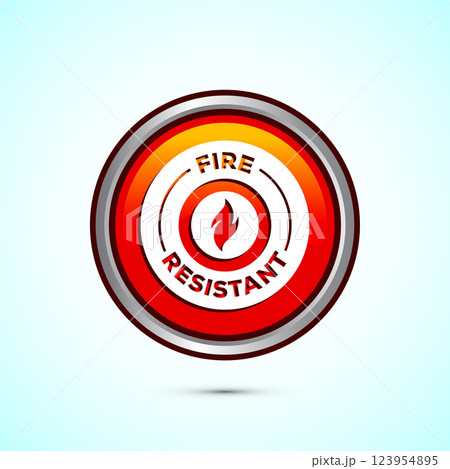 Fire resistant icon design illustration, Fire flame protection sign symbol, Button design  123954895
