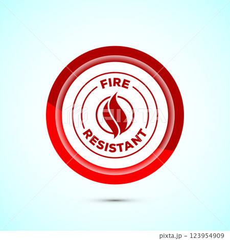 Fire resistant icon design illustration, Fire flame protection sign symbol, Button design Fire resistant icon design illustration, Fire flame protection sign symbol, Button design 123954909