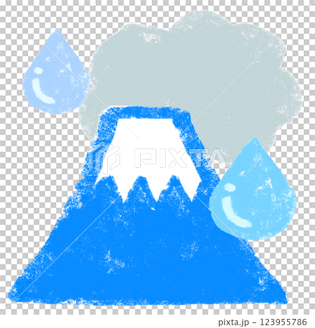 Simple illustration, crayon-style, Mt. Fuji in the rain 123955786
