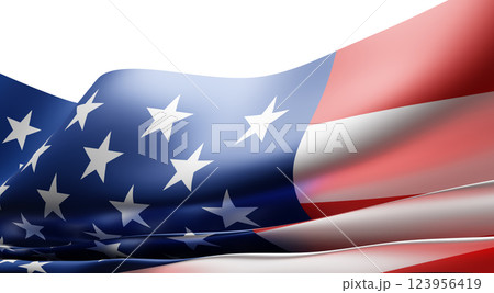 USA or American flag isolated on white background 3D render 123956419