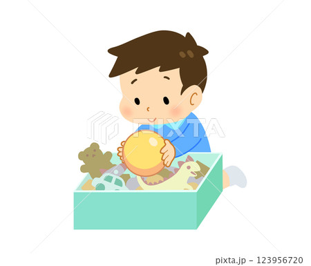 おかたづけをする子ども おかたづけをする子ども 123956720