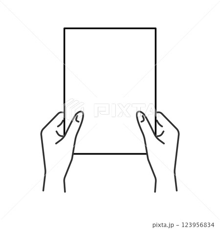 白い用紙･書類を持つ手のベクターイラスト(線画･モノクロ) 123956834