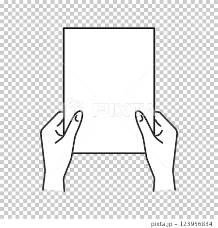白い用紙･書類を持つ手のベクターイラスト(線画･モノクロ) 123956834