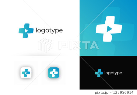 Telemedicine logo with medical cross, symbolizing digital healthcare and online consultations. Suitable for telehealth, virtual clinics, online pharmacies, healthcare apps. Vector logo concept Telemedicine logo with medical cross, symbolizing digital healthcare and online consultations. Suitable for telehealth, virtual clinics, online pharmacies, healthcare apps. Vector logo concept 123956914