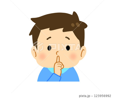しずかに、と口の前に指をおいている子ども 123956992