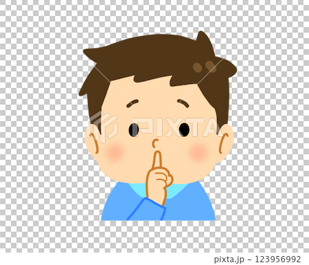 しずかに、と口の前に指をおいている子ども 123956992