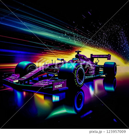 F-1 racing car.  A graceful Formula One car in all its beauty. AI generated. 123957009