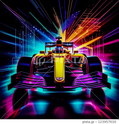 F-1 racing car.  A graceful Formula One car in all its beauty. AI generated. 123957010