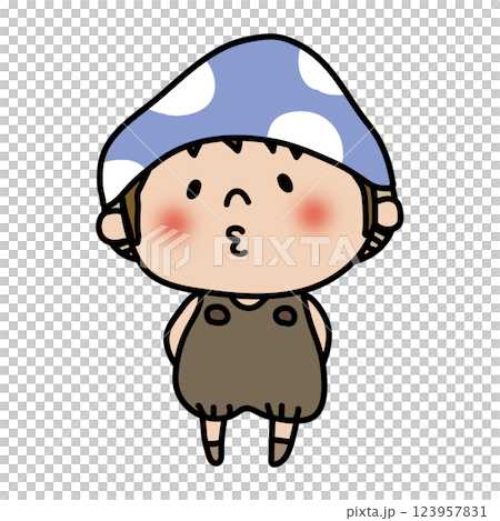 A child dressed as a mushroom with a pout 123957831