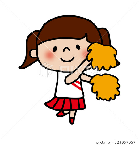 横を向いて応援するチアリーダーの女の子2 横を向いて応援するチアリーダーの女の子2 123957957
