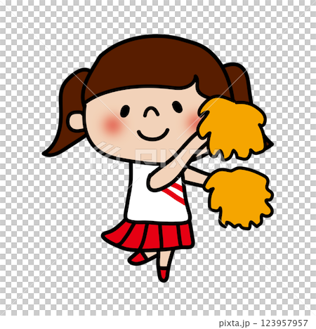 横を向いて応援するチアリーダーの女の子2 横を向いて応援するチアリーダーの女の子2 123957957
