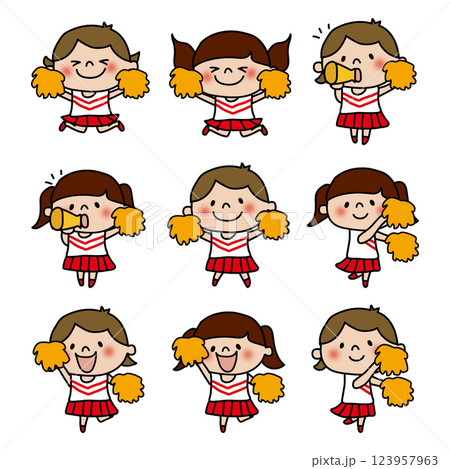 応援するチアリーダーの女の子セット 123957963
