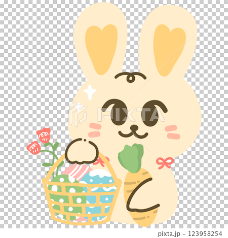 Cute Easter Bunny hold basket easter egg illustration Cute Easter Bunny hold basket easter egg illustration 123958254