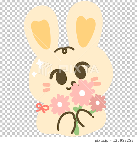 Cute Easter Bunny with flower illustration 123958255