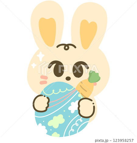 Cute Easter Bunny with egg and carrot illustration Cute Easter Bunny with egg and carrot illustration 123958257