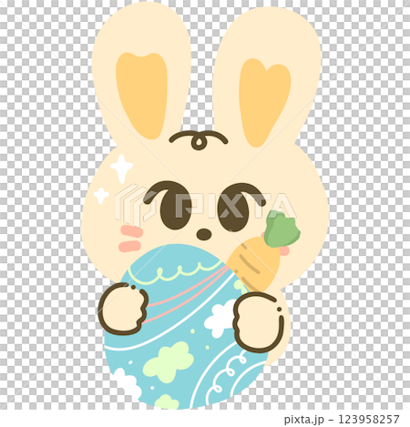 Cute Easter Bunny with egg and carrot illustration Cute Easter Bunny with egg and carrot illustration 123958257