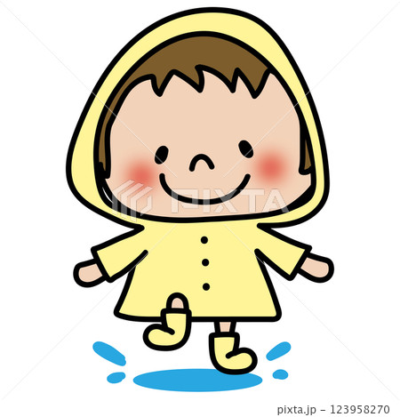 雨合羽を着た子供（男の子1） 123958270