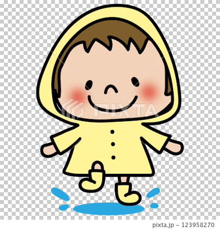 雨合羽を着た子供（男の子1） 123958270