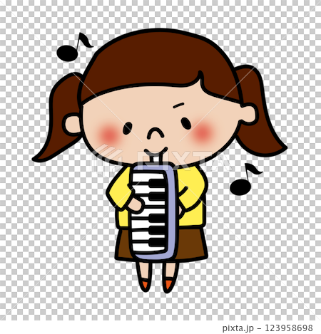 Child playing keyboard harmonica (girl 2) 123958698