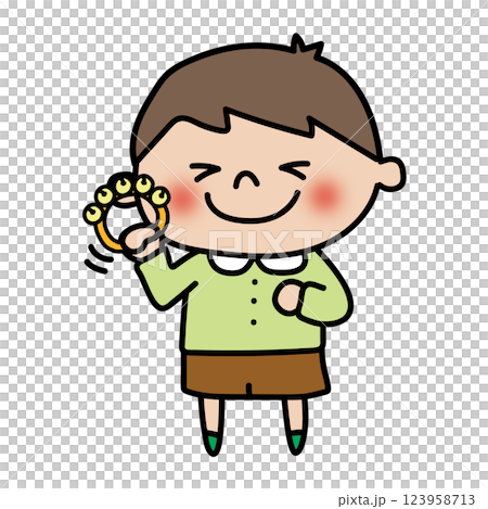 鈴を鳴らす子供（男の子） 123958713