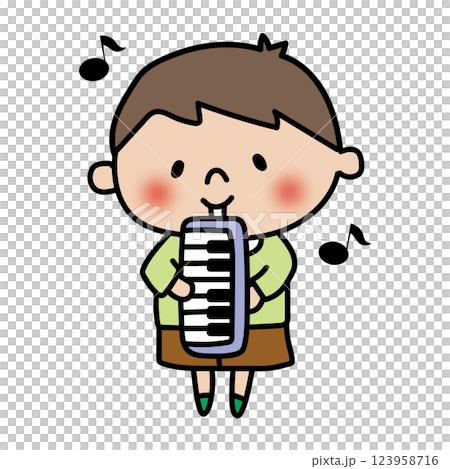 演奏鍵盤口琴的兒童（男孩 2） 123958716