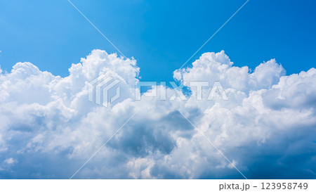 夏の青空に発生した積乱雲 夏の青空に発生した積乱雲 123958749