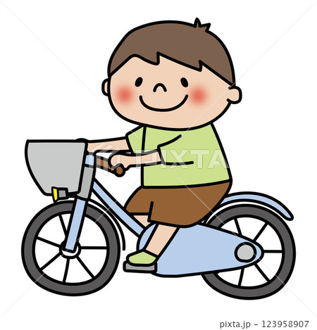 自転車に乗る子供（男の子） 123958907